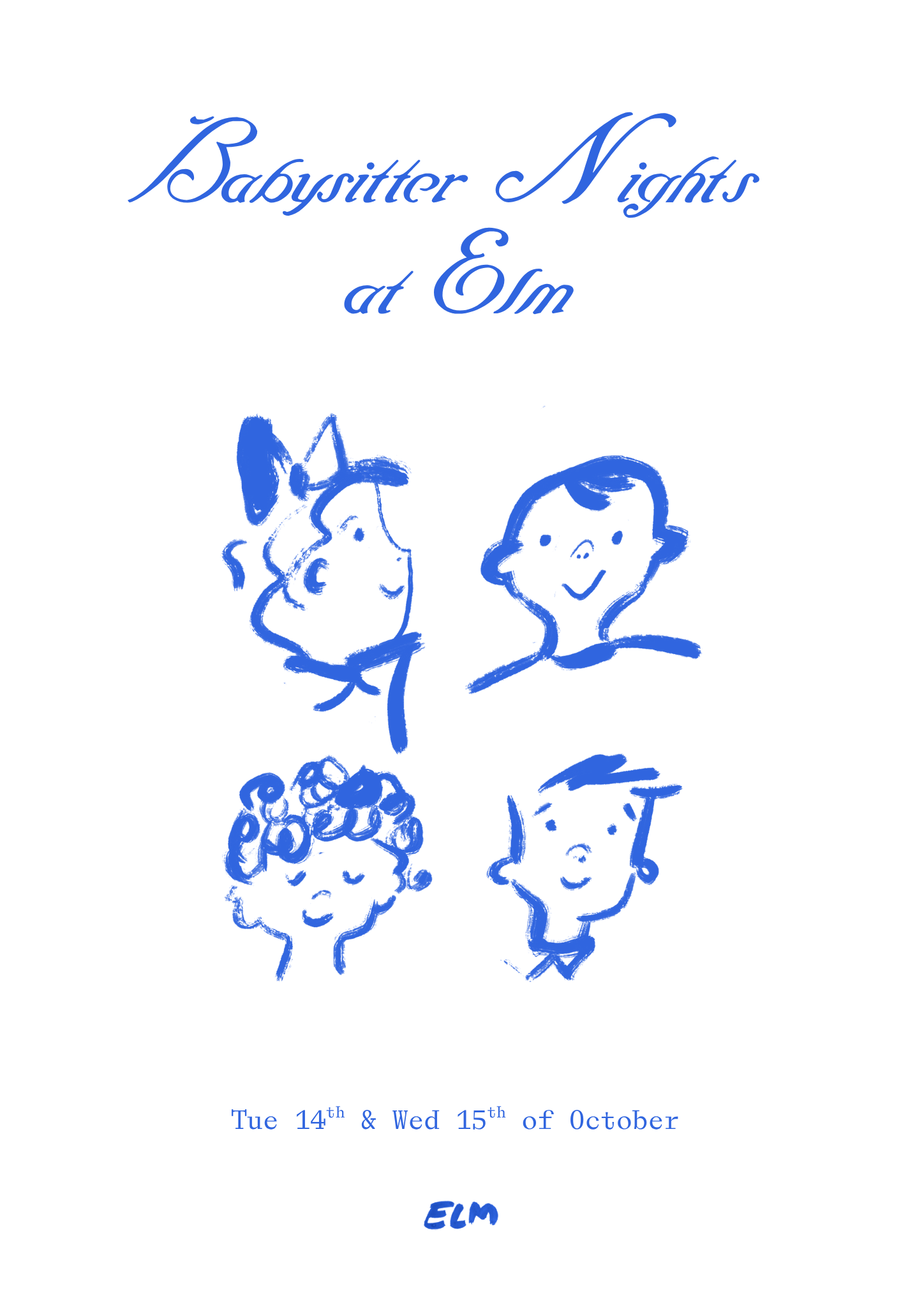 Poster for Elm's babysitter night