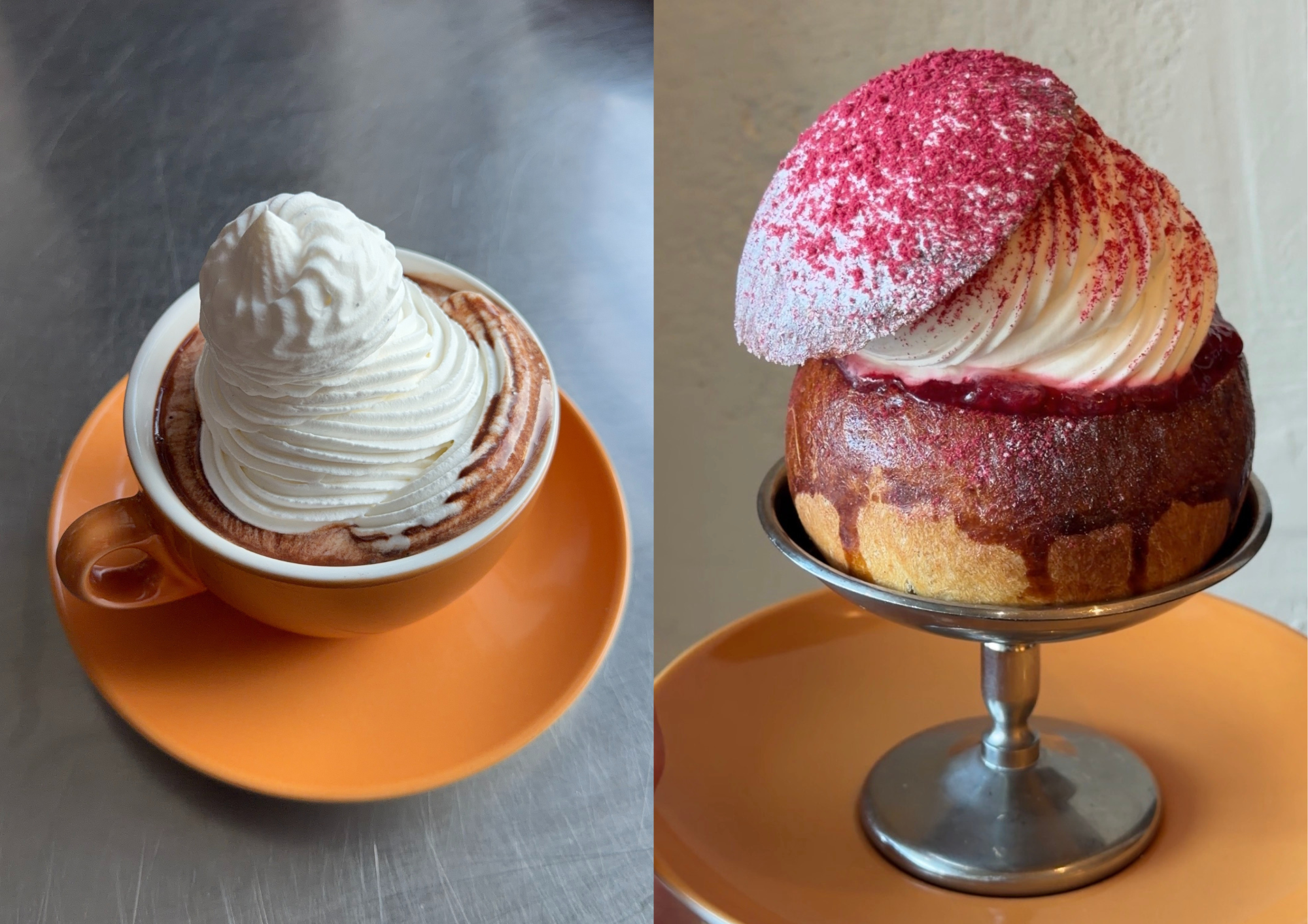 hot chocolate and bun